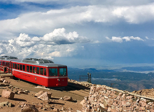 Train with mountains